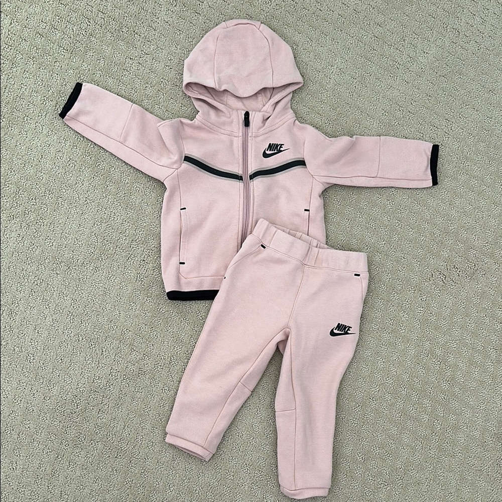 Nike Pink Tech Fleece Hooded Baby Tracksuit